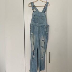 Distressed painter overalls